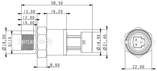 0,3 м/11,8 дюйма кабель, 150psi, 12VDC, 0,5-4,5 V, NPT1/8, датчик давления
