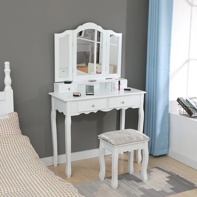 С табурет с зеркалом выдвижными ящиками Европейский туалетный столик в спальню