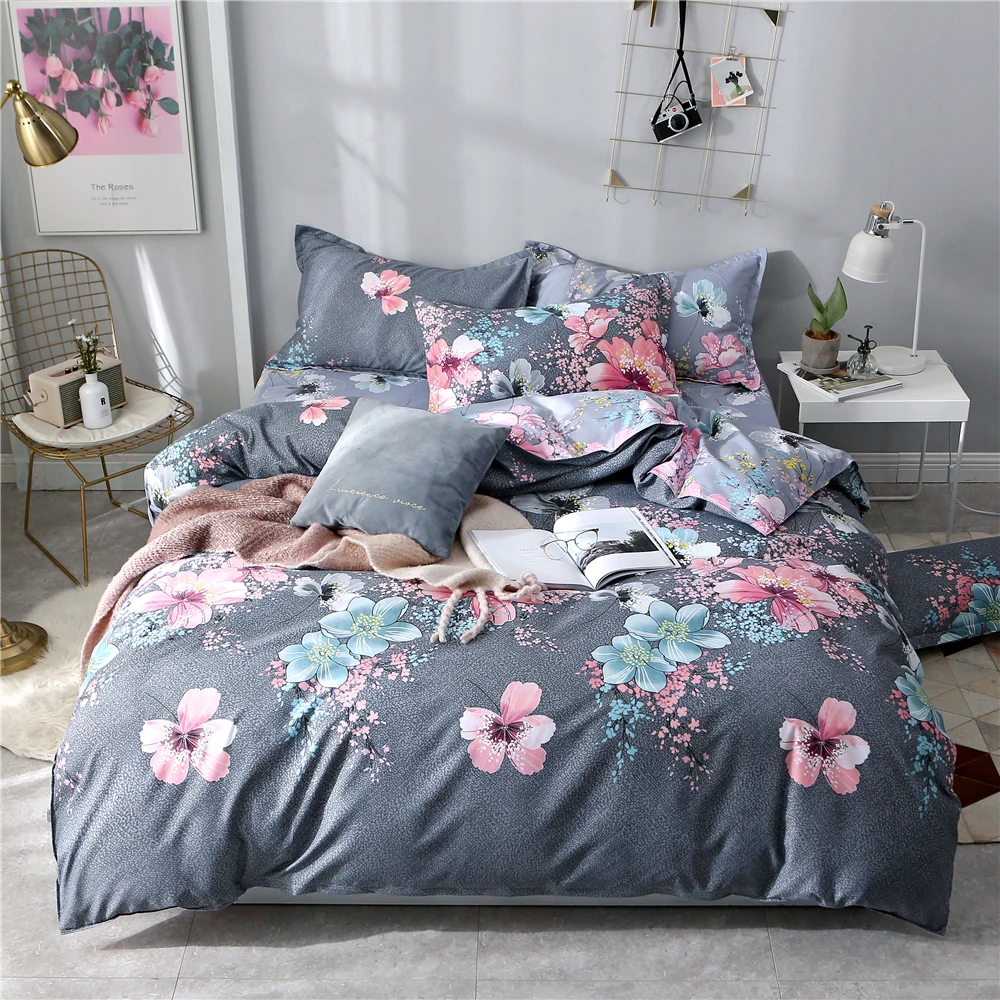 Lowdream Цветочный декор Домашний Комплект постельного белья покрывала Натяжной