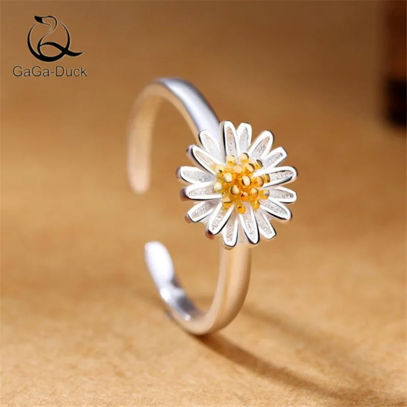 Silver Plated Fashion Jewelry Chrysanthemum Beautiful Literary Fresh Flowers Handmade Popular Opening Rings  JZ002