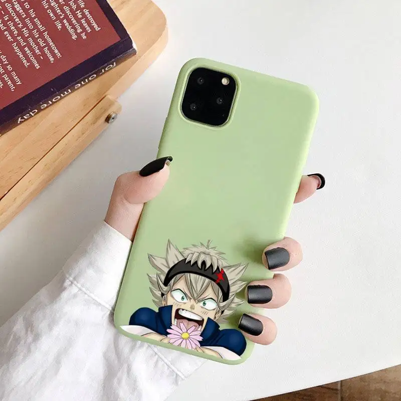 

Black Clover Phone Case Green Candy Color for iPhone 6 7 8 11 12 s mini pro X XS XR MAX Plus