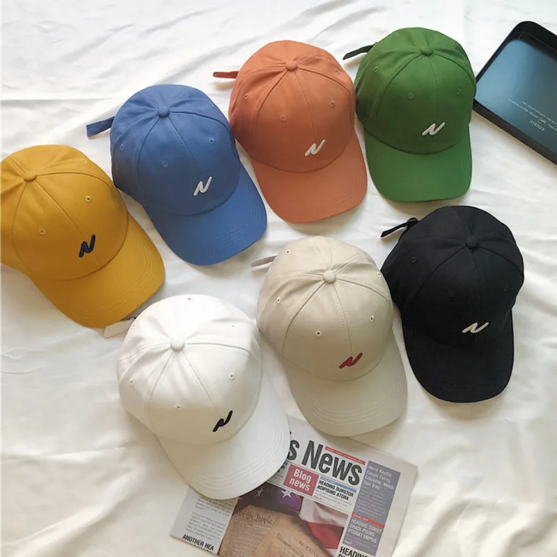 

Kpop Letter Colorful Baseball Cap For Women Summer Sunscreen Embroidery Hip Hop Cap Solid Color Cotton Adjustable Visors Cap