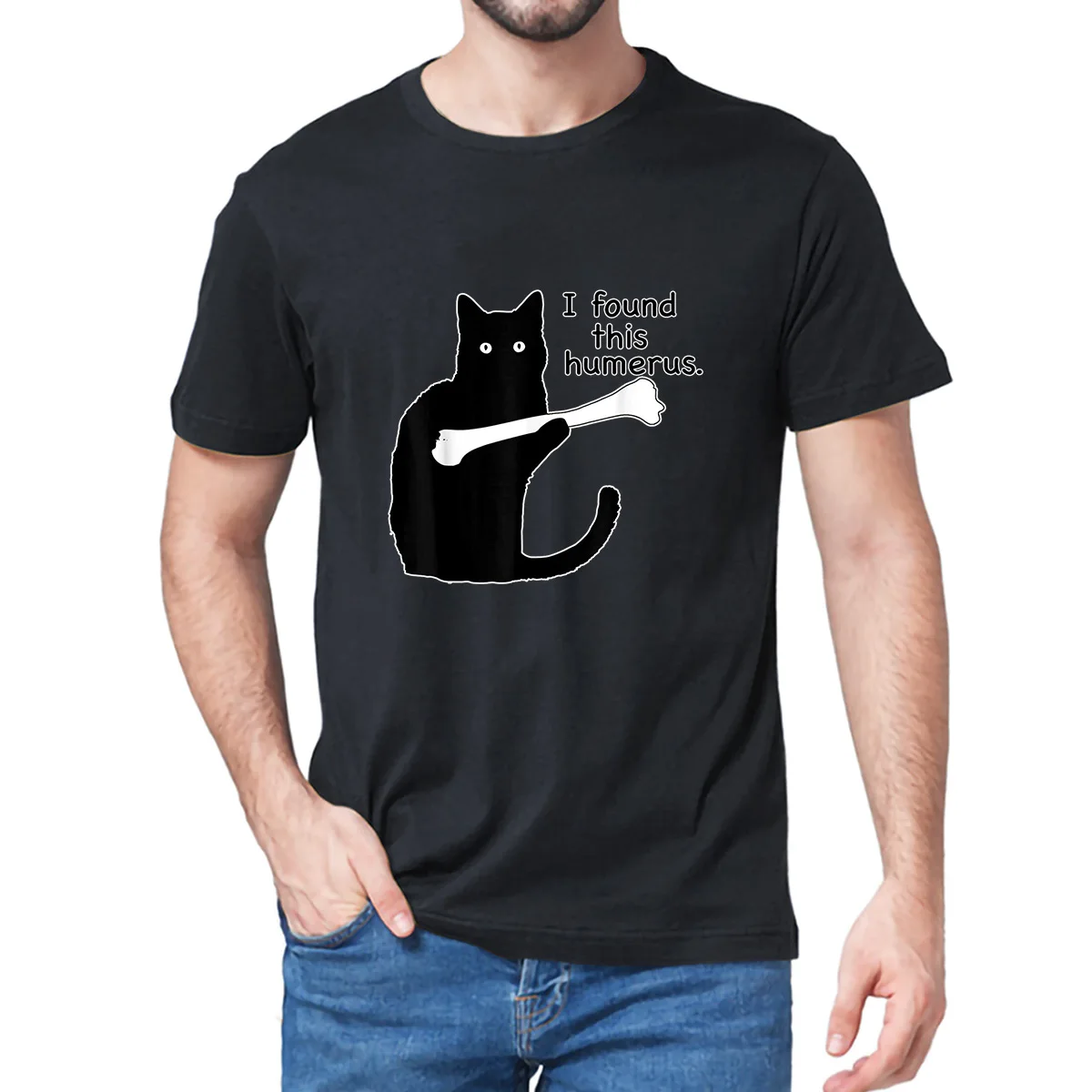 

I Found This Humerus Humorous Black Cat Christmas Men's T-Shirt