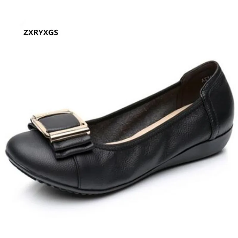 Женская обувь из натуральной воловьей кожи с бантом большие размеры | Обувь