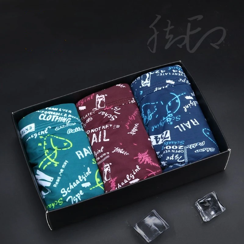 

men's briefs 90% nylon U-convex design summer underwear 3pcs/lot fast dry print mid-waist max 95kg plus size bottom L-4XL