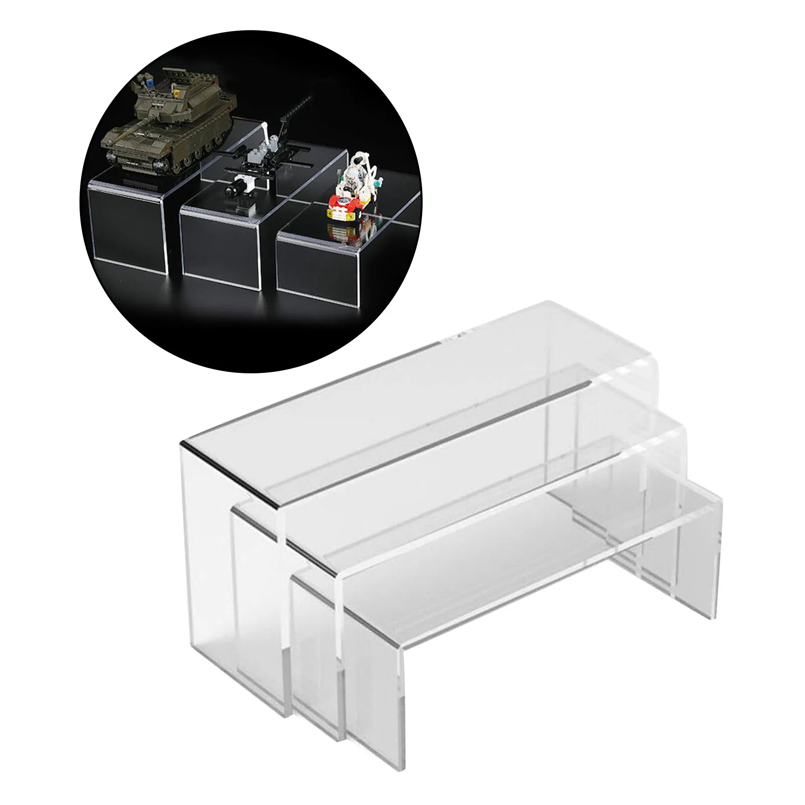 

Acrylic Transparent 3-Steps Display Riser Stand Perfume Cosmetic Cars Model Toys Counter Rack Storage Shelf Holder