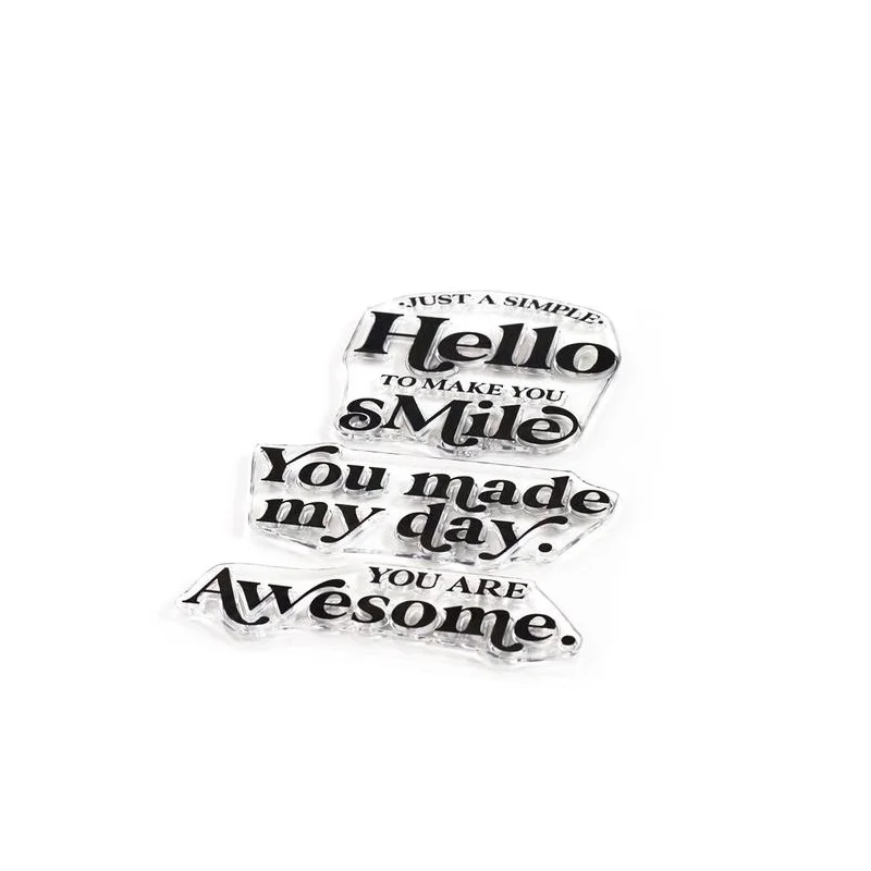 Прозрачный силиконовый штамп с надписью Hello Smile на английском языке печать для