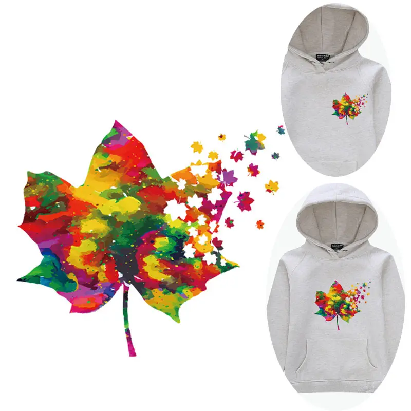 Красочный узор в виде кленового листа патч передачи тепла для одежды