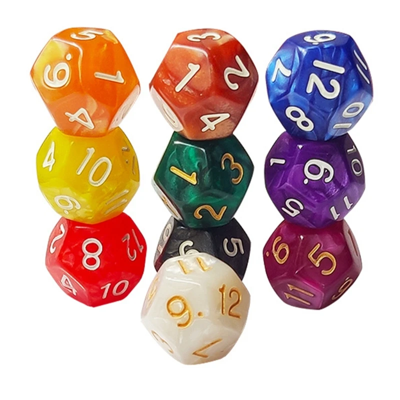 

10 шт. 12-сторонние игральные кости D12, многогранные кости для вечерние, D & D, Искусственные кости для паба, клуба, игры, акриловые кости, аксессу...