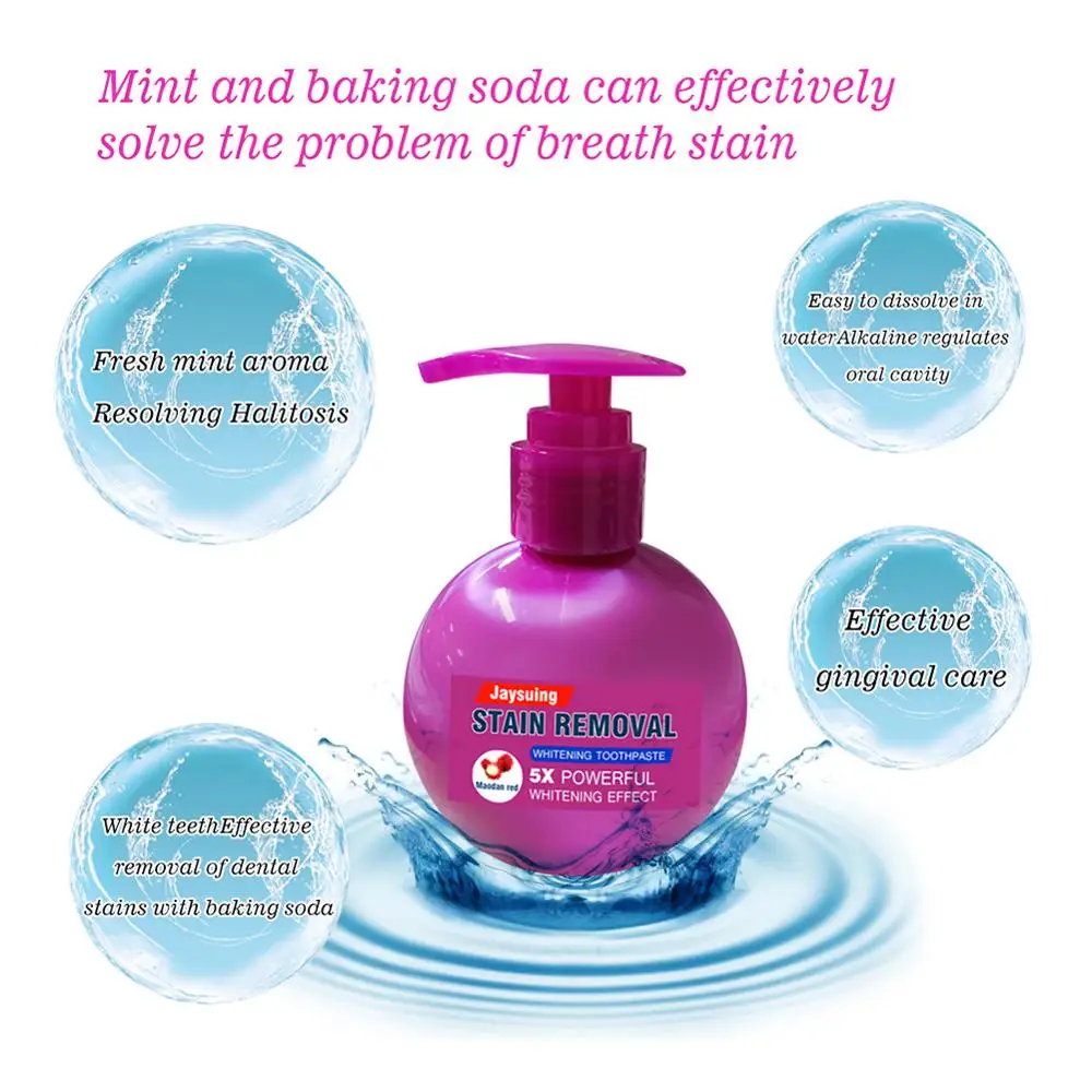 

Baking Soda Whitening Toothpaste Fruit Scent Flavored Hand Press Type Teeth Cleaning Hygiene Stain Removal Oral Care