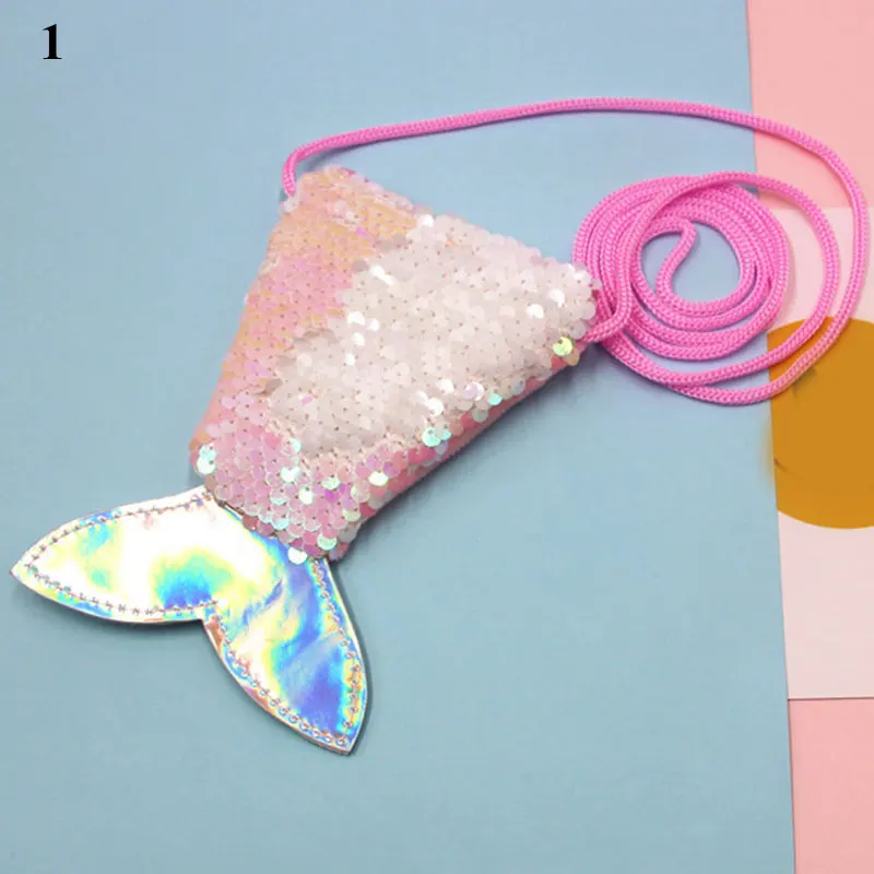 

Fishtail Sequin Coin Purse Lanyard Diagonal Purse Korean Cute Coin Purse Shiny Multi-colored Card Holder Women Mini Wallet
