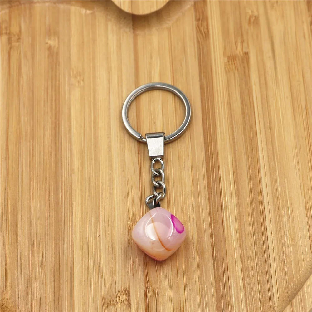 

2020 Fashion Vintage Natural Stone Keychain Natural Quartz Stone Pendant Keychain Obsidian Agates Keychain Accessories