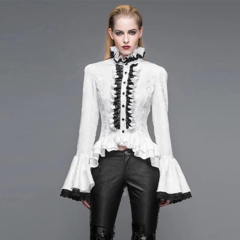 Женская винтажная блузка Devil Готическая в стиле панк с расклешенным рукавом