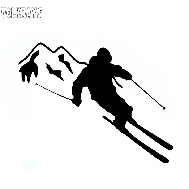 

Volkrays Interesting Car Sticker Skiing Sports Silhouette Accessories Reflective Sunscreen Cover Scratches Vinyl Decal,9cm*12cm