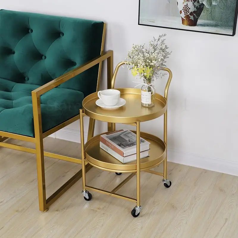 Nordic Metal Round Double-layer Wrought Iron Coffee Table Removable Nail Shop Cart Living Room Bedroom Side | Мебель