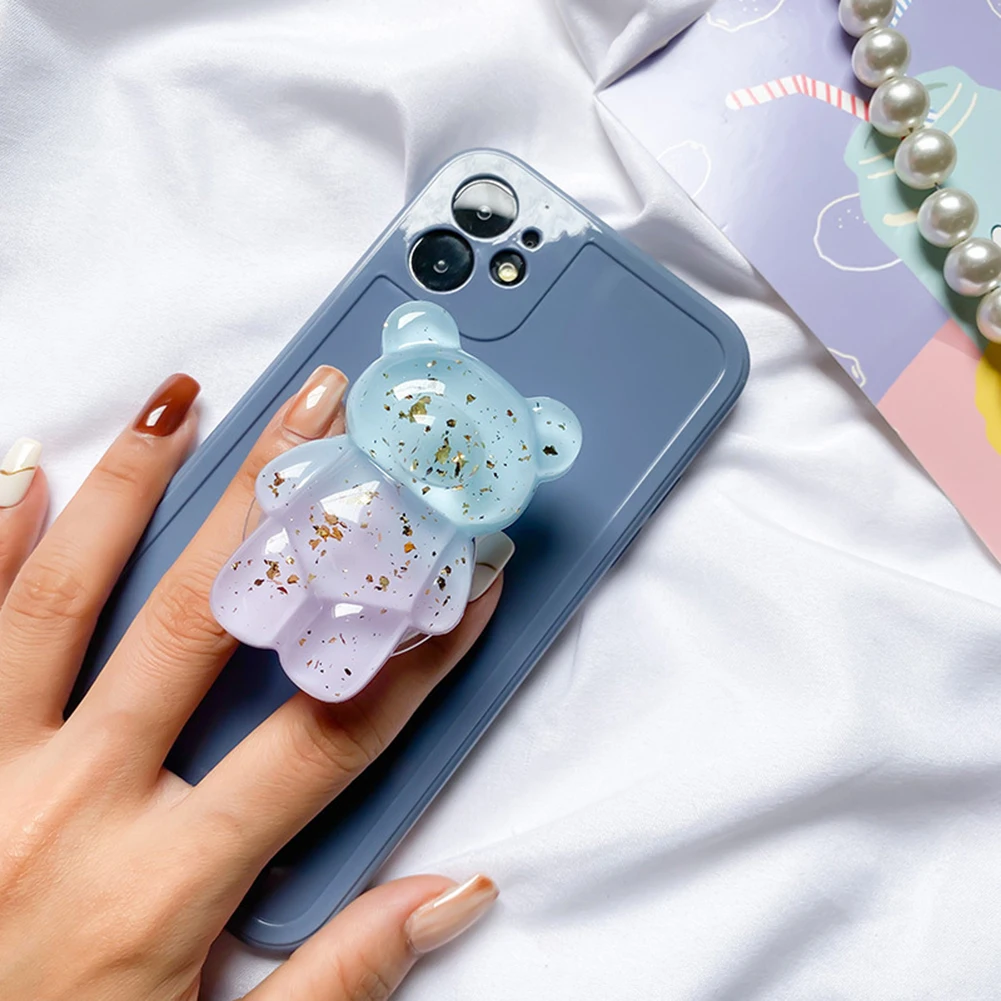 

Aurora Laser Bear Phone Holder Griptok Support for IPhone Samsung Xiaomi Grip Tok Folding Handband Airbag Finger Stand