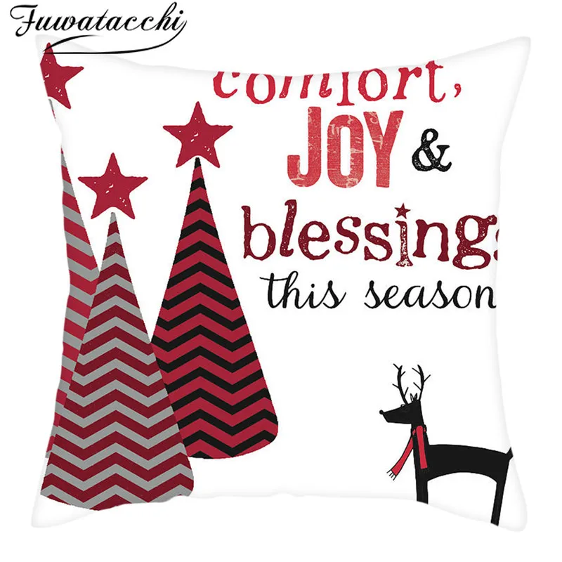 

Fuwatacchi Cartoon Style Animals Cushion Cover Christmas Trees Pillow Case Home Decorative White Pillows Cover for Sofa Car Seat