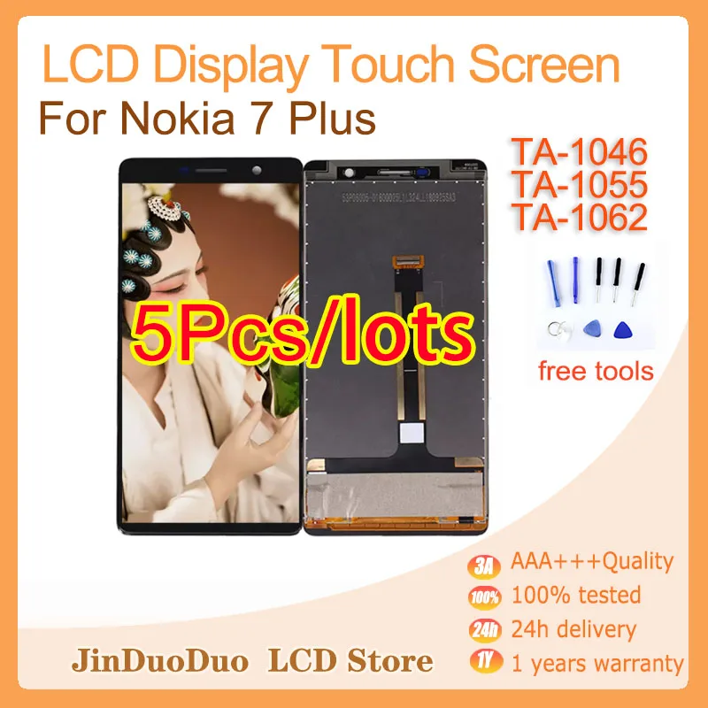 

5Pcs/lots Wholesale High Quality For Nokia 7 Plus Display LCD Touch Screen Digitizer Assembly TA-1046 TA-1055 TA-1062