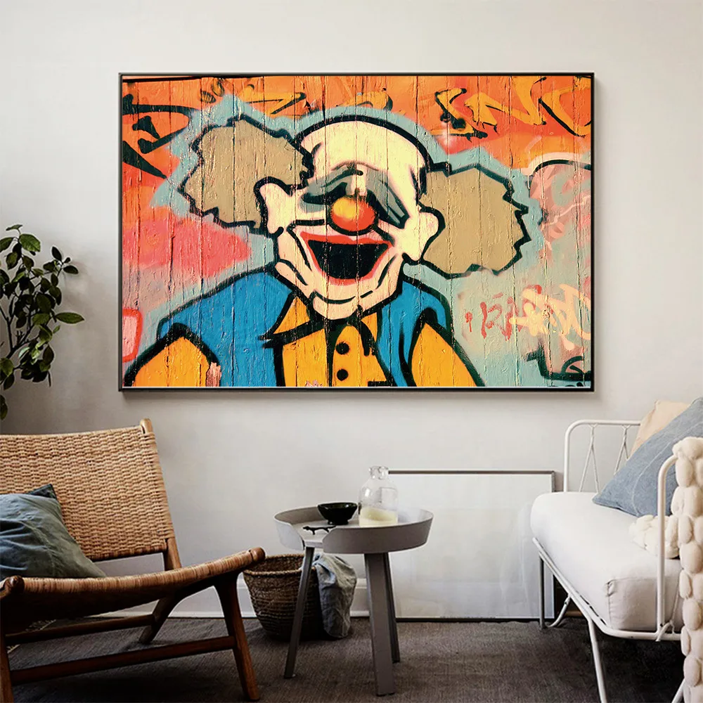 HD Nordic граффити постер Клоун масляной живописи Плакаты принты салон Wall Art