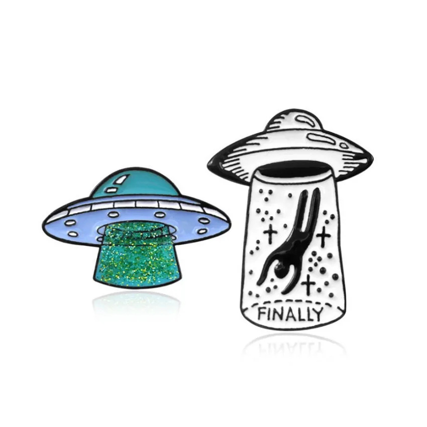 

New fashion European and American creative new products alien UFO brooch, oil drop brooch, cartoon Brooch