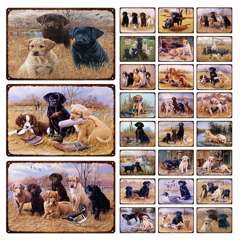 Оловянный постер в стиле ретро с изображением животных и собак металлическая