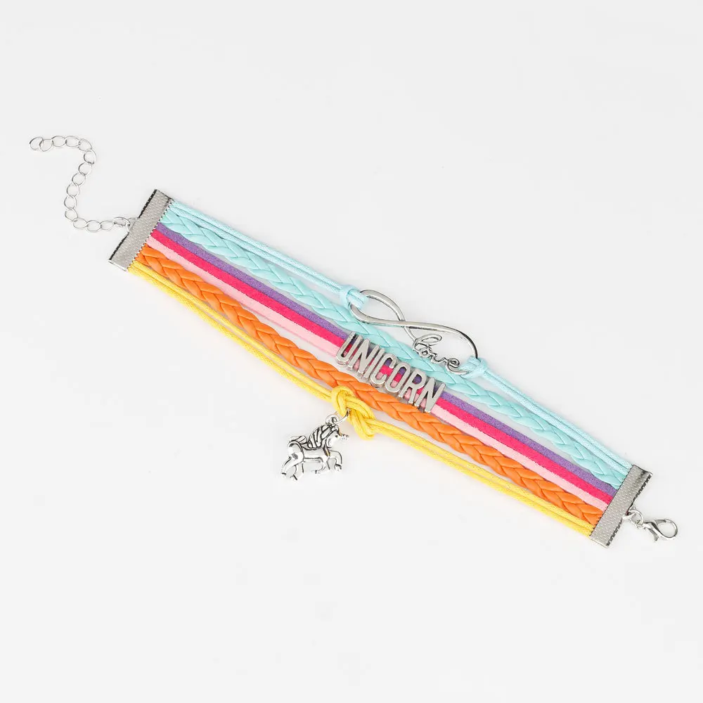 Плетеный детский браслет с единорогом для девочек браслеты дружбы ювелирные