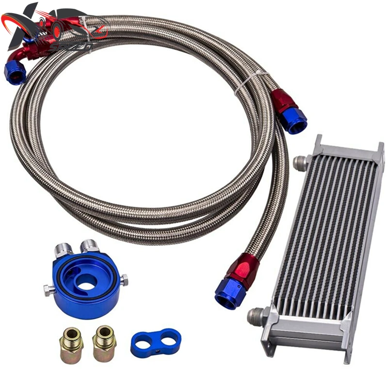 

Engine Oil Cooler Kit 13 Row + Filter Adapter + 10AN Oil Lines NEW Universal XX-UOL13SL-Fission-7SL