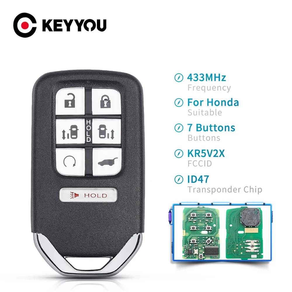 KEYYOU KR5V2X сменный транспондер для Honda Odyssey 2018 2019 автомобильный 7 кнопок умный пульт
