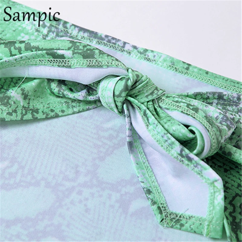 

Sampic Sexy Women Summer Beach Casual Long Skirt Set Skinny Bandage Print Tops And High Waisted Wrap Skirt Dress Two Piece Set