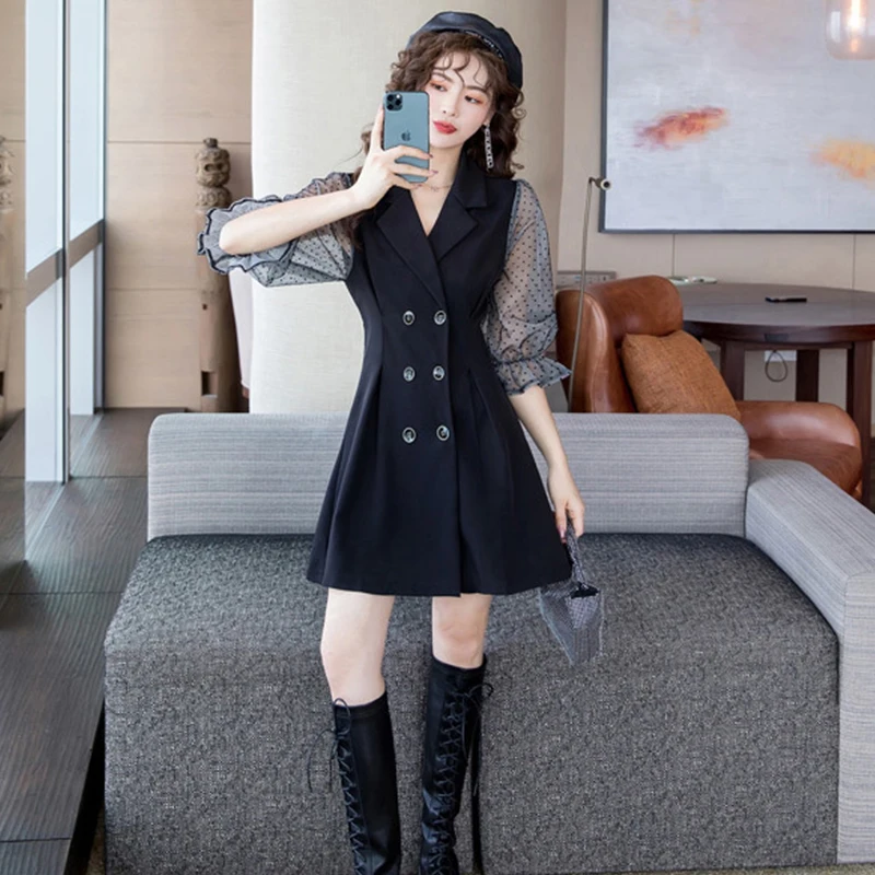 

Новое поступление, удобное двубортное торжественное платье, модное, темпераментное, перспективное, рукава, свежее, милое мини-платье трапец...