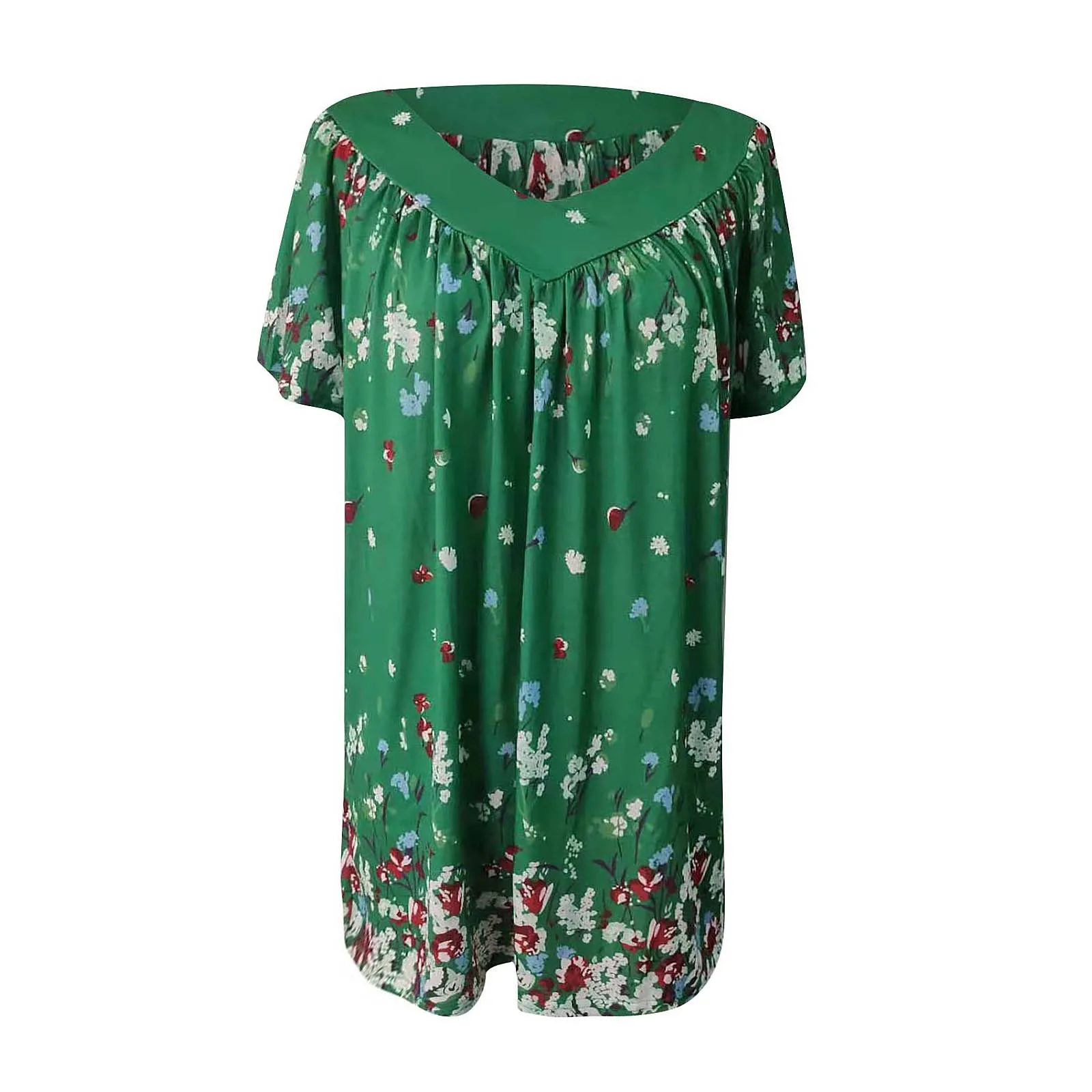 

Summer Sexy Party Dress Women Bohemian V-neck Floral Print Short Sleeve Tank T-shitr Dresses Sundress Vestidos robe femme