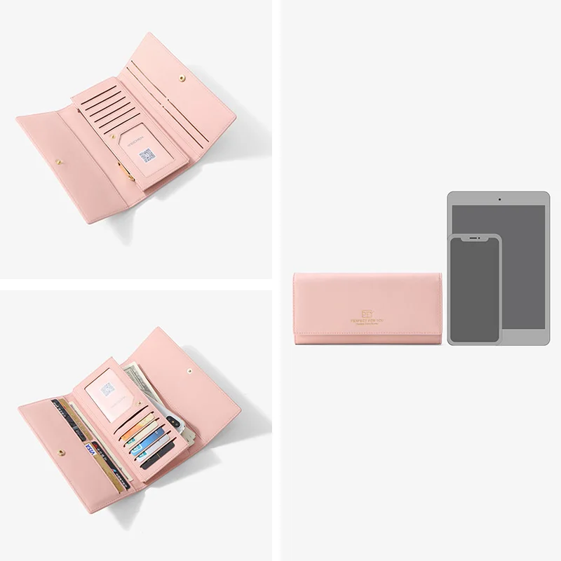 Новый дизайн Много отделов женские кошельки Trifold большой емкости держатель для