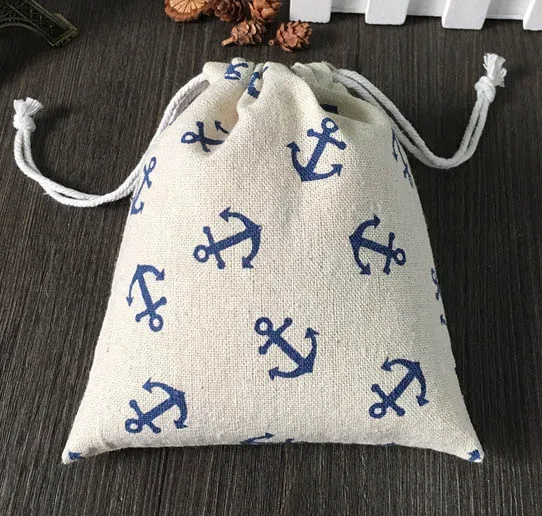 Маленькая Льняная сумка для макияжа 8x10 см(" x 4") Упаковка из 50 сережек кольцо Ожерелье заклепки подарочная сумка - Цвет: Сиренево-синего цвета
