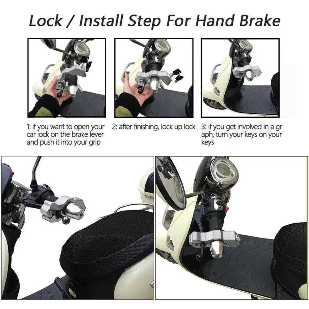 1 X Universal Grip Lock Silver With 2 Keys Motorbike/Motorcycle/Moped Handlebar Throttle Brake Anti-theft Sturdy | Автомобили и