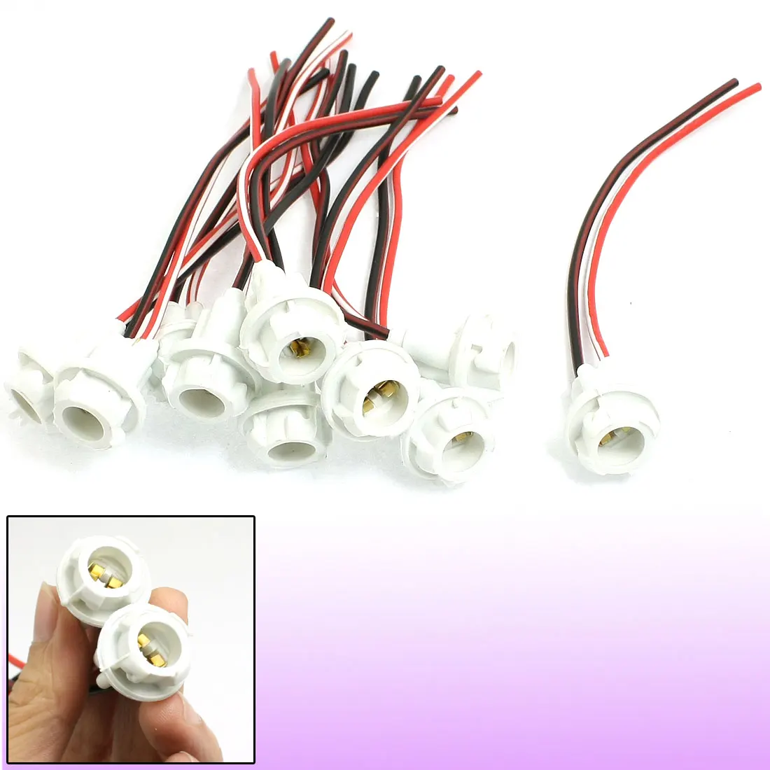 

10 Pcs Car Auto T10 W5w 194 Led Light Bulb Socket Holder Wire Connector