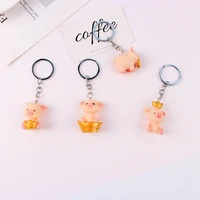 cute resin animal keychain cartoon gold ingots lucky mouse pig dog doll key chain ring backpack bag pendant gifts