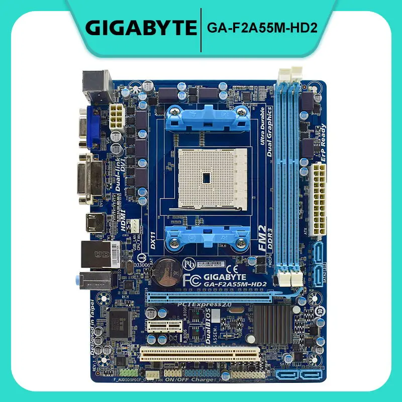 

For Gigabyte GA-F2A55M-HD2 Socket FM2 AMD A55 Desktop Motherboard DDR3 64GB PCI-E 2.0 DVI HDMI A10/A8/A6/A4/Athlon CPU Micro ATX