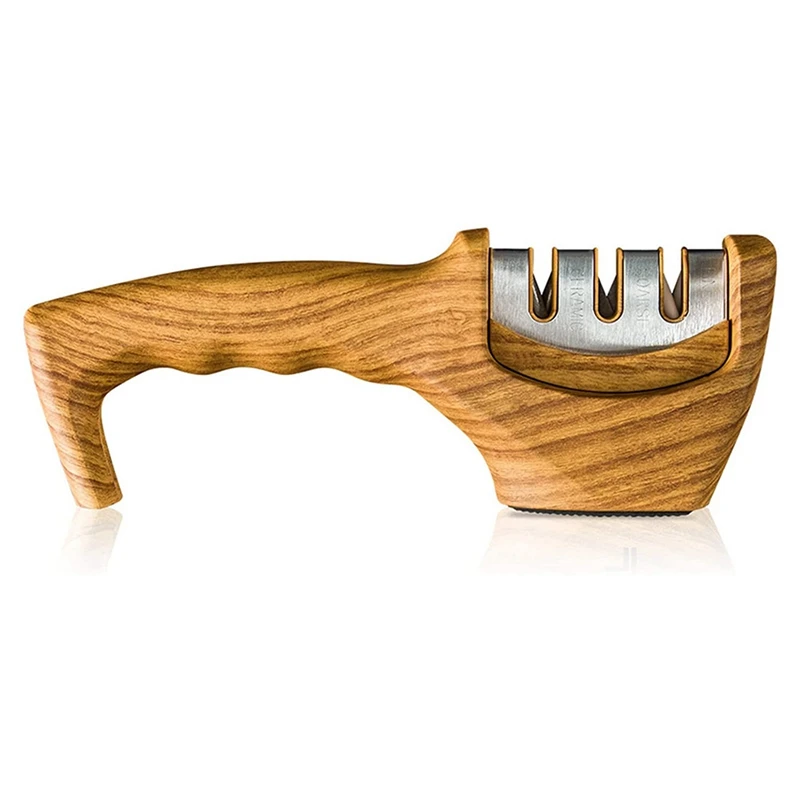 

3-Stage Knife Sharpener Helps Repair, Restore, Polish Blades, Quickly and Easy to Use for Kitchen, Camping, Hiking