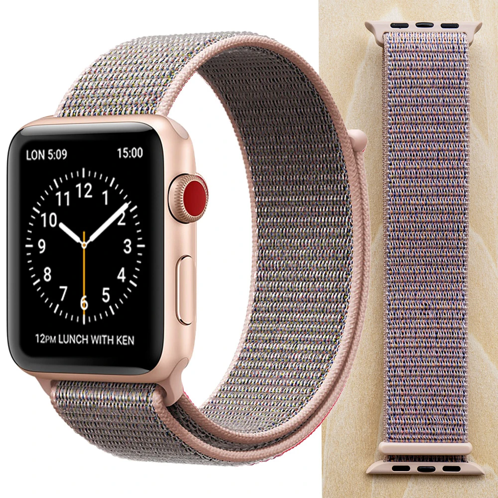 PinkSand Новая высококачественная нейлоновая Спортивная петля для Apple Watch band Series 4 3 2 1 мягкий дышащий тканый ремешок 44 мм iwatch 42 мм 38 - Цвет ремешка: PinkSand
