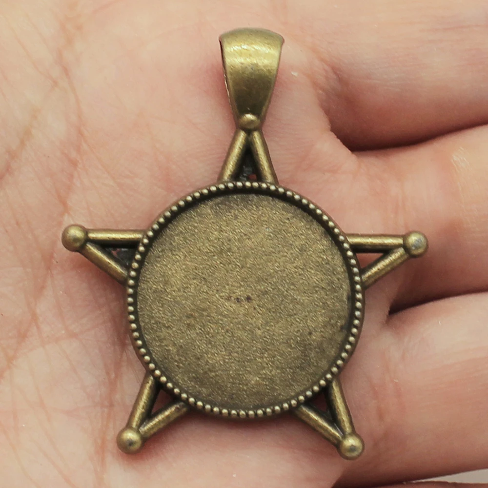 

Pendants for jewelry wholesale 20mm Round Star Style pendant base 4pcs