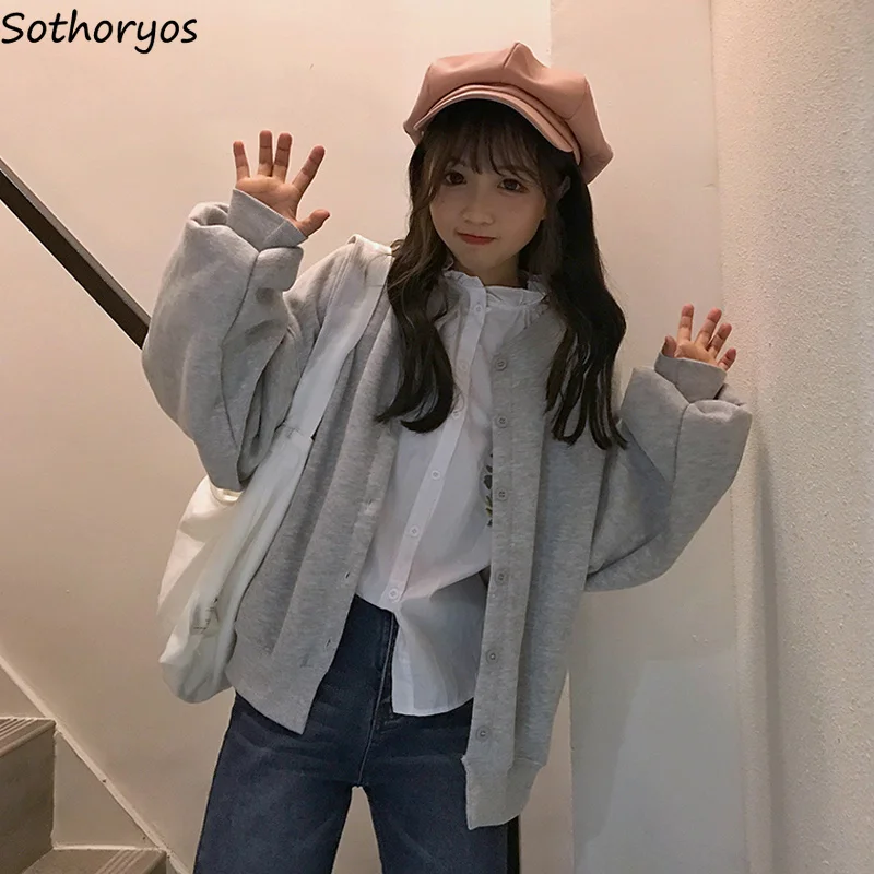 Женские однотонные однобортные толстовки на молнии с круглым вырезом и рукавами