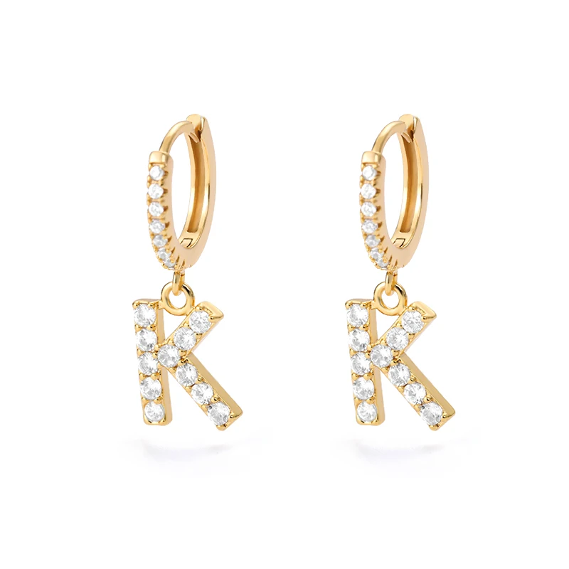 Серьги-кольца с буквами A-Z и цирконием для женщин девушек ювелирные украшения