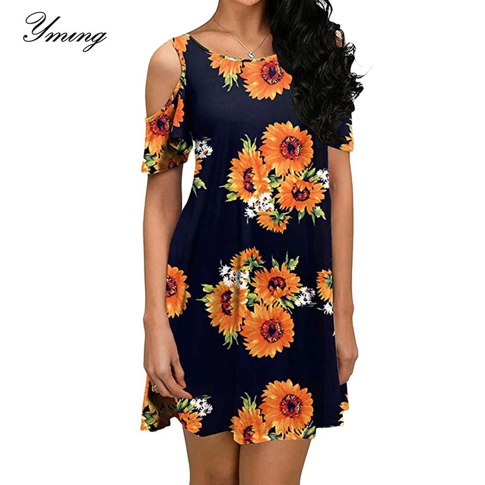 Летнее женское платье YMING в стиле бохо с цветочным принтом офисные платья