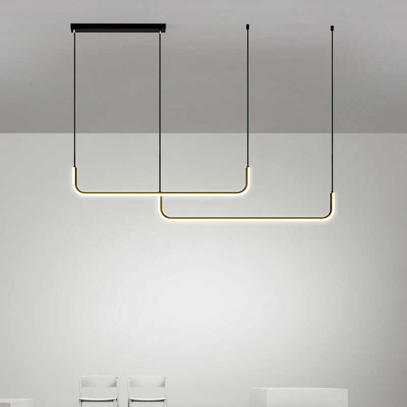 Gran colgante Led luz moderna lámpara colgante hogar para la sala comedor cocina de la lámpara de Oro Negro 150cm 120cm luces