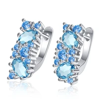 temperament blue zirconium diamond ear buckle female simple art earring earrings cute earrings wholesale