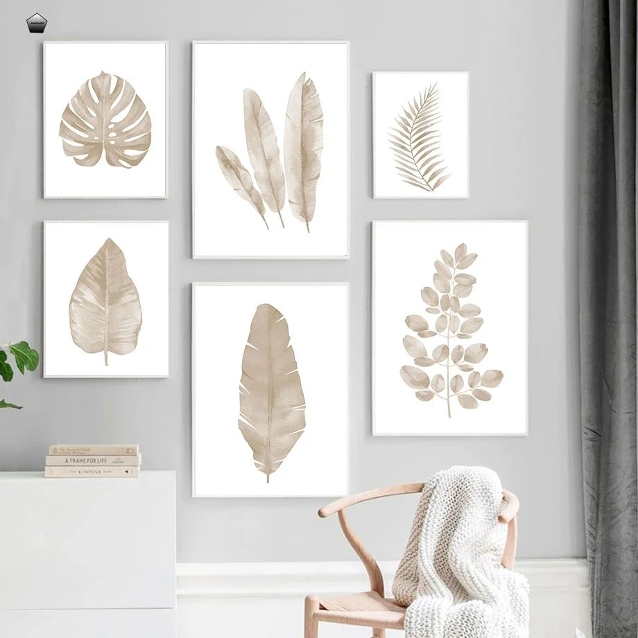 Настенный постер с изображением тропических листьев бежевых экзотических | Дом и