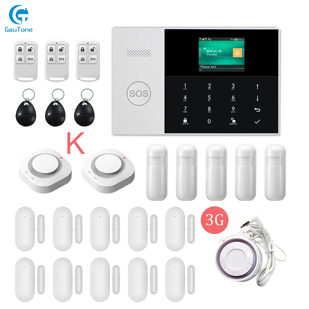GT-010-3G-PG105-K wifi 3g беспроводная домашняя Интеллектуальная охранная противопожарная Охранная Сигнализация приложение дистанционное управление для iOS и Android - Цвет: GT-010-3G-PG105-K