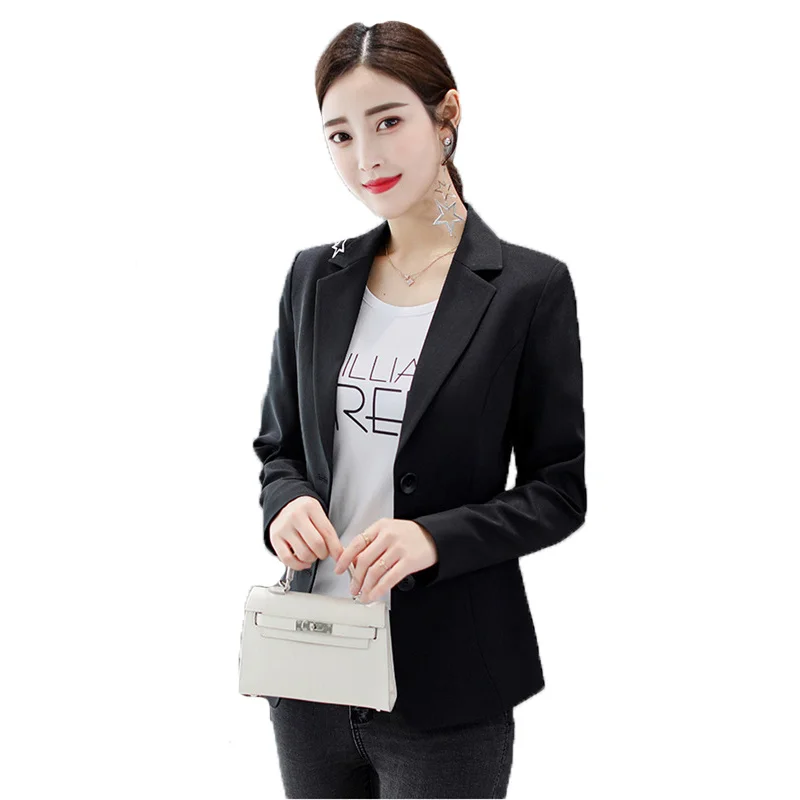 

Fashion Black White office Blazer Coat Women 2021 New Spring Autumn Korean Slim Top Temperament Casual Small Blazer Jacket GH292