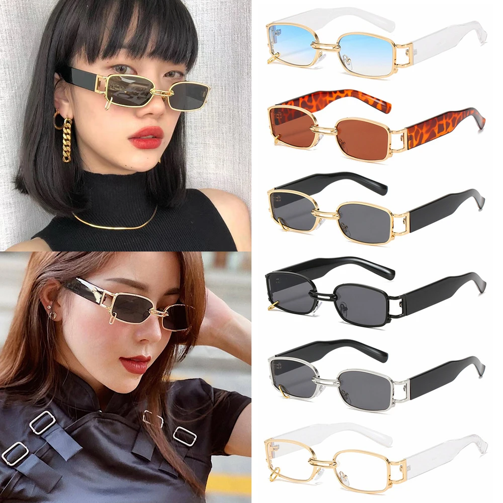 1 шт. модные маленькие прямоугольные солнцезащитные очки с металлическим кольцом
