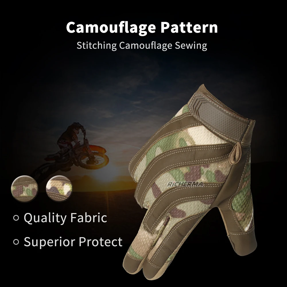 Full Finger Camo Motorcycle Gloves Men Touch Screen Motorbike Non-slip Sport Mountain Bike Biker Climbing Women Mittens | Автомобили и